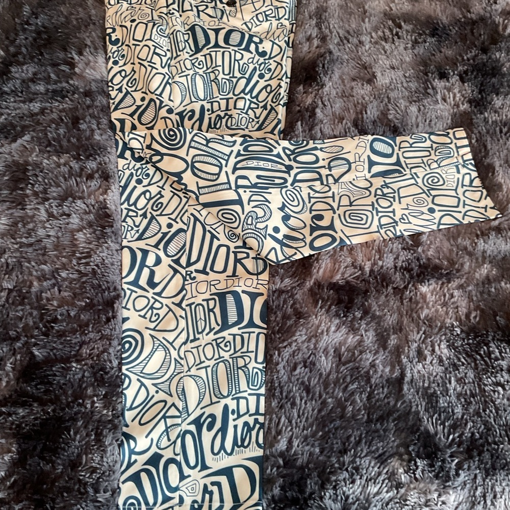 Dior men’s Graphic Print Jeans - Black and Cream